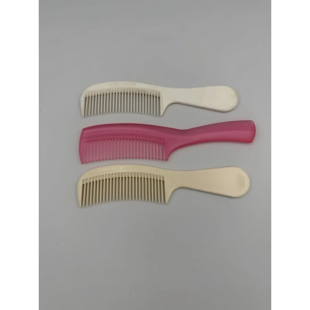 3 Vintage Estee Lauder Pocket Comb Combs‎ Off-White, Pink, Ivory